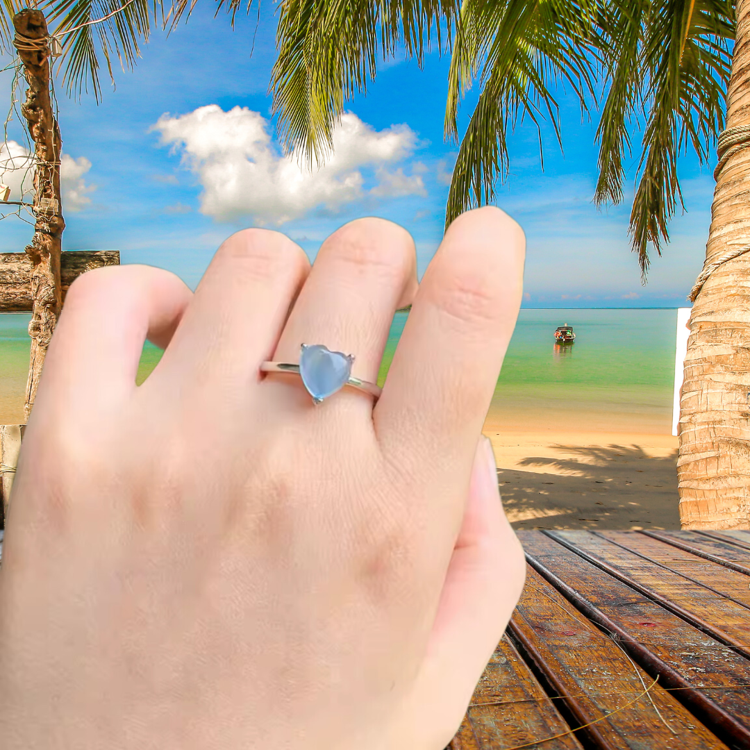 Bague Cœur d’Aigue-Marine