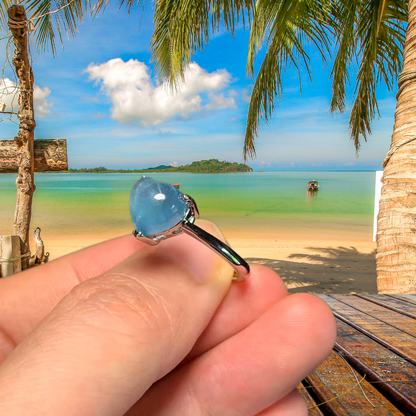 Bague Cœur d’Aigue-Marine